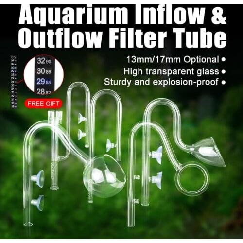 Senzeal Aquarium Glass Lily Poppy Spin Pipe Filter Tube with Clip Inflow and Outflow Surface Skimmer Fish Tank Filter