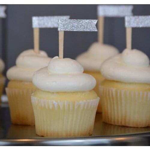 Silver glitter cupcake toppers wedding bridal baby shower Bachelorette Party Decor engagement birthday treat food picks
