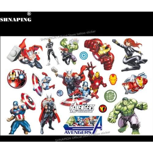 SHNAPIGN Cute Hulk Children Cartoon Temporary Tattoos Sticker Fashion Summer Style Elsa Waterproof Girls Kids Boys Hot