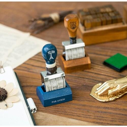 1pcs Popular Japanese and Korean Styles, Vintage Wooden Handle Date Stamp, Roller Stamp
