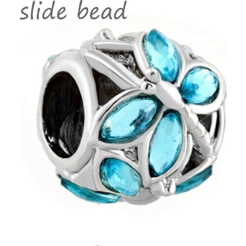 Slide beads New dragonfly animal charm beads fit Pandora charm bracelets beads for jewelry making