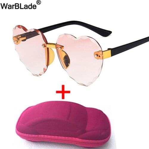 WarBlade Fashion Heart Kids Sunglasses Boys Girls Heart Rimless Sun Glasses Children Outdoors Travel UV400 Eyewear Oculos De Sol