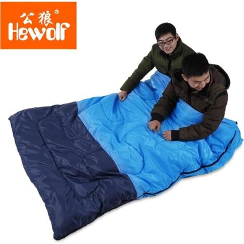 Hewolf Ultralight Cotton Filling Comfortable 2.8kg Three Season 2 Person Sleeping Bag Can Turn To Two Sleeping Bag