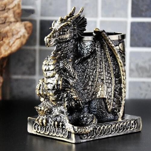 Mysterious Dragon Totem Makeup Brush Bucket Cosmetic Tools Storage Box Metal Crafts Pen Holder Organizer Comb Jewelry Barrel