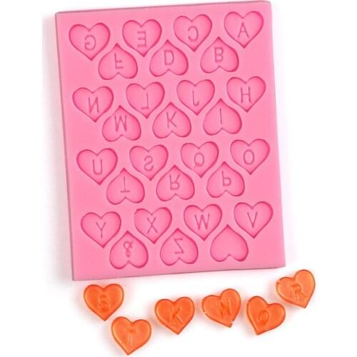 Heart Shaped 26 Letter Stencil Cake Decorating Tools Chocolate Fondant Silicone Baking Mold Cake Design Kitchen Accessories