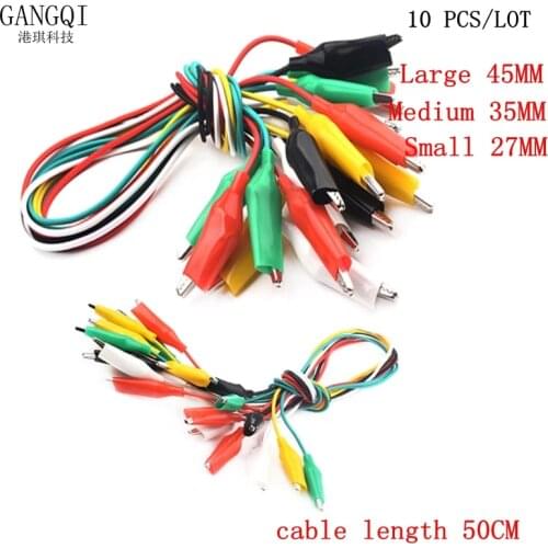 10pcs color alligator clip electric DIY small battery power cord sheath electric clamp double head test clamp.28mm35mm45mm 50cm