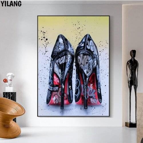 Women Black High Heels Shoes Graffiti Art Canvas Painting On The Wall Graffiti Posters Prints Wall Picture For Living Room Decor