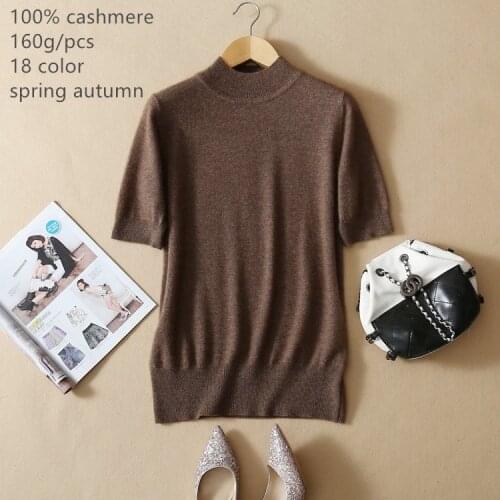 Naizaiga 100% cashmere Half turtleneck short sleeve pure cashmere sweater womens pullover sweater , DLRP19