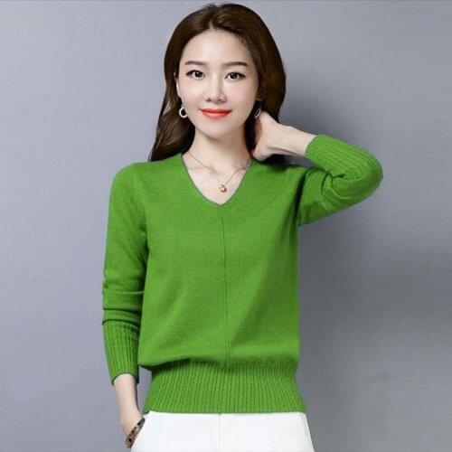 Women Knitted Sweater and Pullovers V Neck Korean Fashion Style Jumper Sweaters Female Spring Autumn 2021 New Sweater Y625