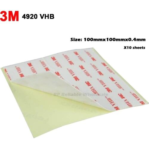 10 sheets/lot 3M VHB 4920 Double Sided Adhesive Acrylic Foam Tape Mounting Tape White 100mmx100mmx0.4mm