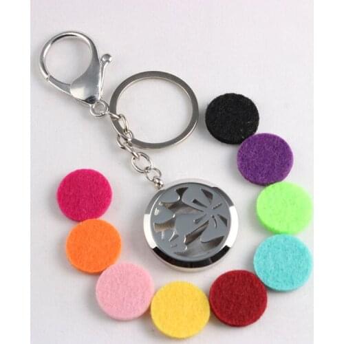 Screw Clovers Aromatherapy Essential Oils Diffuser Locket Keychain Stainless Steel Perfume Locket Keychain 10PCS