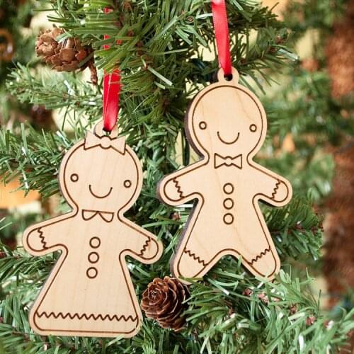2pcs 13cm DIY Ornaments Christmas Wooden Ornaments Christmas Crafts for Party Supplies and Christmas Tree Hanging Decorations