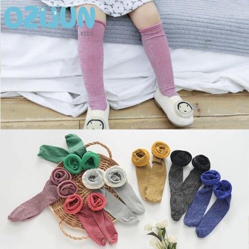 2020 New Baby Candy Color Velvet Shining Knee-high Socks One Size 0-6 Years No Heel Desgin 7 Colors Fashion Kids Socks