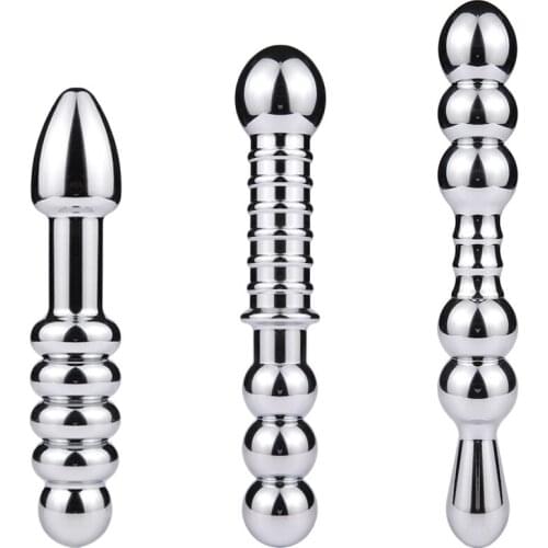 3pcs/set Stainless Steel Double Heads Pull Beads Anal Dildo Anal Stimulation Massage Stick Adult Sex Toys Buttplug Anal Dilator