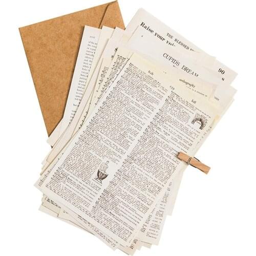 57 Sheets Vintage English Old Book Series Material Paper Decor DIY Scrapbooking Stickers Stationery Diary Planner Junk Journal