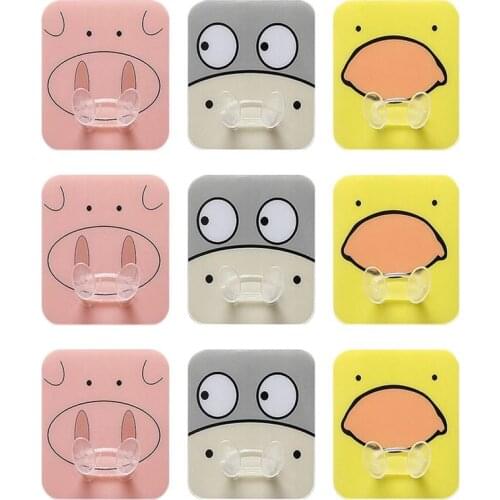9PCS Plug Organizing Bracket Cartoon Animal Socket Hooks Power Cord Storage Hanging Racks Creative Strong Plug Sticky Hooks