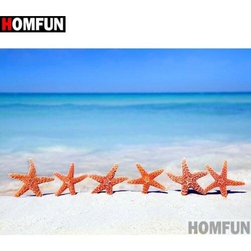 HOMFUN Full Square/Round Drill 5D DIY Diamond Painting "Starfish scenery" Embroidery Cross Stitch 3D Home Decor Gift A12449