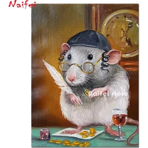 Full Square/Round Drill 5D DIY Diamond Painting"animal painting mouse"Embroidery diamond Cartoon drawings Year of the Rat gift