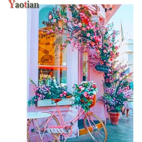 Diamond Embroidery Romantic Florist Flower Bicycle Full Drill Square 5D Diamond Painting Cross Stitch Kit Diamond Mosaic Decor
