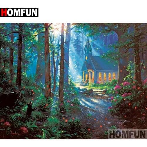 HOMFUN Full Square/Round Drill 5D DIY Diamond Painting "Castle scenery" Embroidery Cross Stitch 5D Home Decor Gift A16728