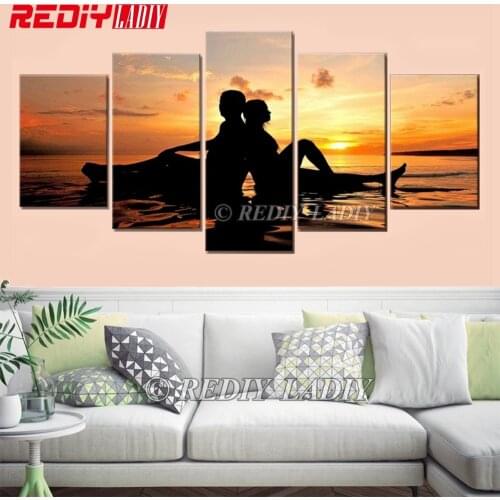 DIY Diamond Painting Triptych 5D Diamond Mosaic Soulmate Love 5 Panels Modular Picture Wall Art Rhinestones Cross Stitch Crafts