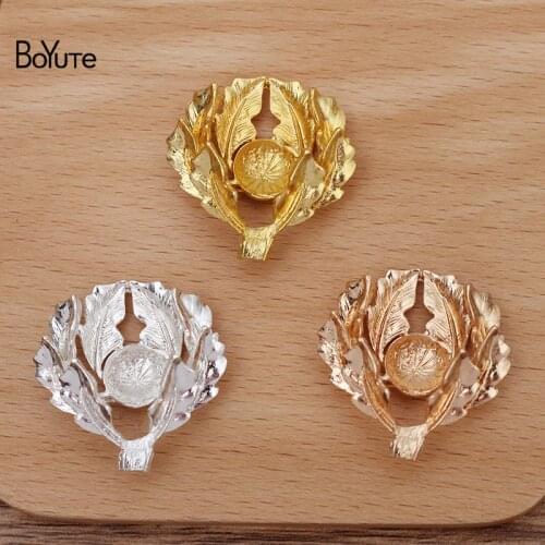 BoYuTe (10 Pieces/Lot) Fit 10-12MM Beads 32*34MM Alloy Flower Base Factory Supply Handmade DIY Jewelry Accessories Materials