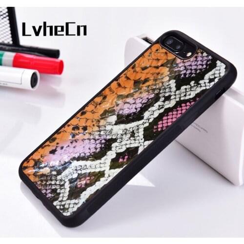LvheCn 5 5S SE 6 6S Soft TPU Silicone Rubber phone case cover for iPhone 7 8 plus X Xs 11 Pro Max XR Exotic Python Skin