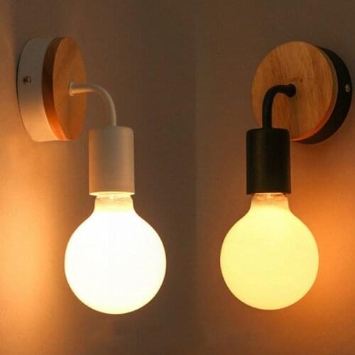Black Modern Simple Industrial Wall Lamp Raw Wood Table Cafe Wall Sconces Home Decor