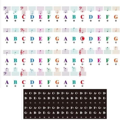Color Piano Keyboard Stickers for 88/61/54/49/37 Key Multi-Color,Removable Letter Piano Stickers for Kid Learning Piano