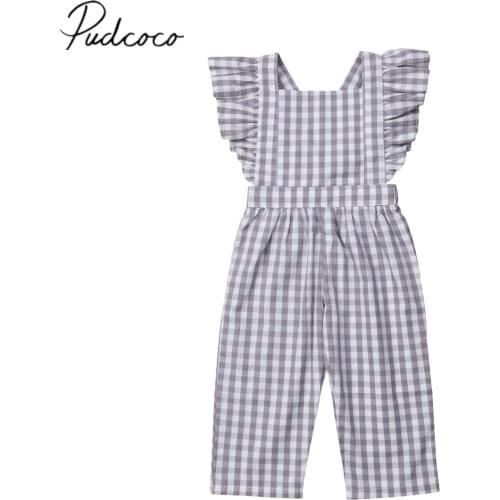2019 Brand New Infant Kids Baby Girls Summer Romper Ruffles Sleeveless Striped Backless Elastic Waist Jumpsuits Overall Playsuit
