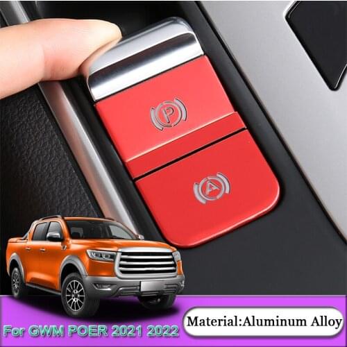 For Great Wall GWM POER 2021 2022 4pcs/set Car Moulding Electronic Handbrake Sequins Multimedia Button Hollow Sequins Sticker