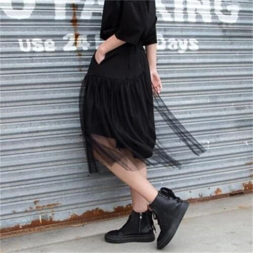 European and American 2021 summer new elastic waist large casual pants five-minute wide legs Mesh Patchwork culottes tren