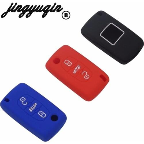 Jingyuqin Silicone Car Key Fob Case Cover For 3B for Peugeot 208 207 3008 308 408 407 307 206 for CITROEN C2 C3 C4 C81 Styling