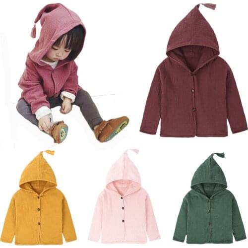 Baby Girls Cardigan Clothes Cotton Linen Hooded Jackets Coats Boys Toddler Children Casual Outwear Autumn Spring Clothing