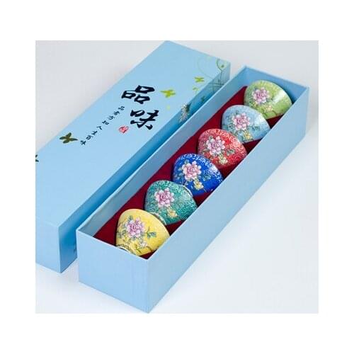 Jingdezhen Pastel Flower Ceramic Teacup Home Simple 6 Piece Cups Kung Fu Black Tea Jin Jun Mei Oolong Teaware Gift Box
