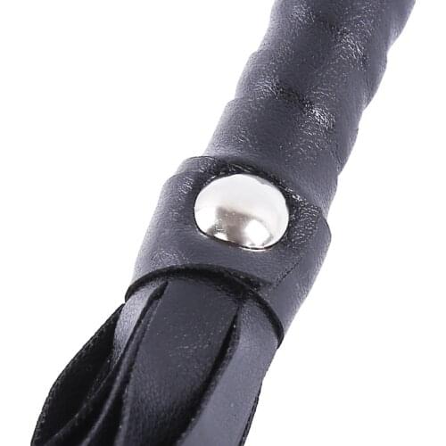 1PC PU Leather Horsewhip Riding Sports Equipment Anti-Slippery Handle Black Horse Whip Riding Horse Supplies