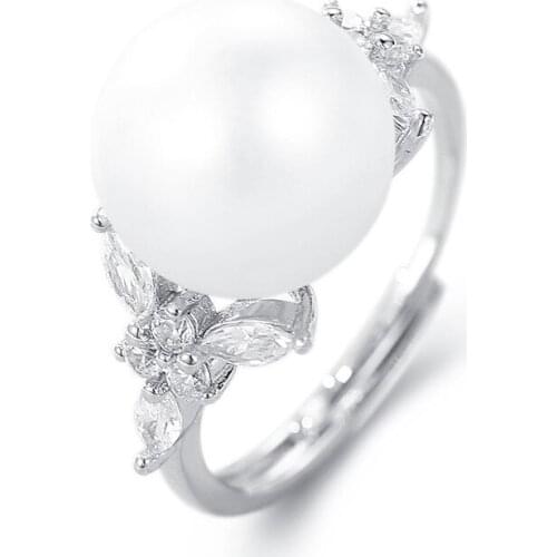 New Pearl Ring 925 Silver Jewelry with Zircon Gemstone Accessories for Women Wedding Promise Party Gift Finger Rings Wholesale
