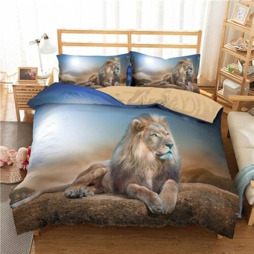 Animal Lion Bedding Set Fashion 3D Print Comforter Luxury Queen King Single Size Duvet Cover Set Home Textile Decor Cool Gift