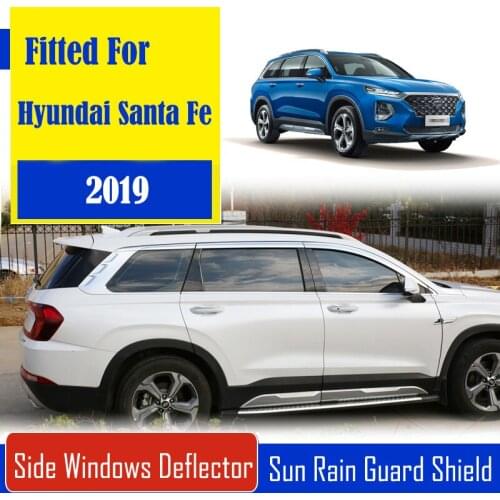 1 Set Chrome Side Vent Sun Shade Window Visors Rain Guard Deflectors For Hyundai Santa Fe 2019-2021