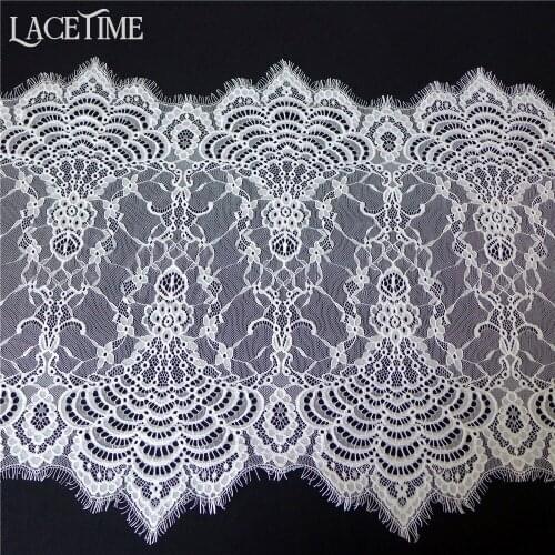 3Meters Vintage White/Black French Eyelash Lace Trim Apparel Sewing Fabric Wedding Decoration 45cm Wide