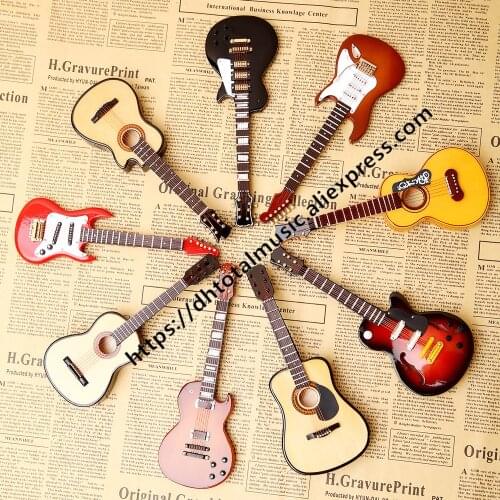 Mini Guitar Bass Miniature Model Electric Guitar Electric Bass Model Miniature Wooden Mini Musical Instrument Model Collection