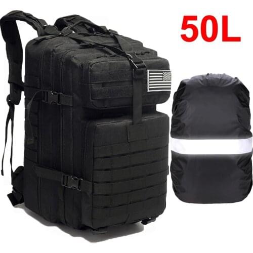 50L Men Army Military Tactical Backpack 3P Softback Outdoor Waterproof Bug Rucksack Hiking Camping Hunting Bags With Raincover