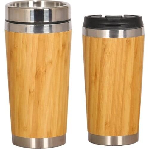 Stainless Steel Liner Tumbler Wooden Insulated Coffee Tea Mug Travel Camping Cup Thermos Bottle with Lid Gift