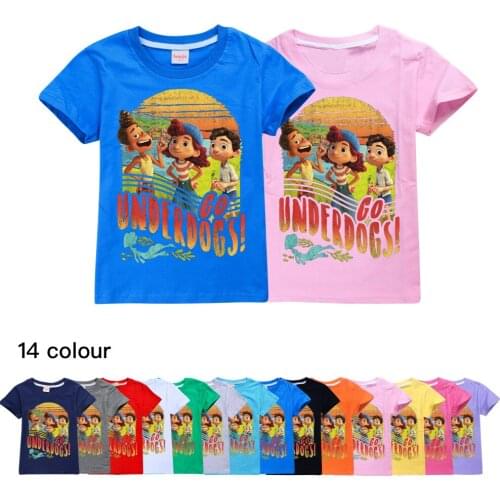 2021 Kids Summer New Boys Kawaii Fish monster Luca pattern T-shirts Cartoon Short-sleeved girls T-shirt Casual All-match Tops