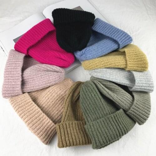 2021 New Beanies Women Solid Knitted Winter Warm Hats Simple Ladies Wool Knit Casual Caps Elegant All-match Beanie Bonnet