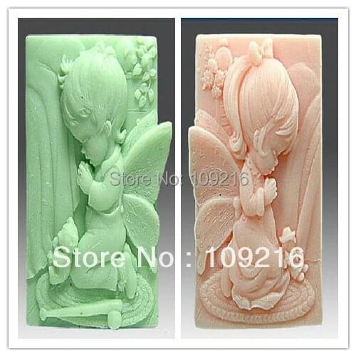 Wholesale!!!2pcs/a pair of Boy Angels & Girl Angel (S027/S033) Silicone Handmade Soap Mold Crafts DIY Mold
