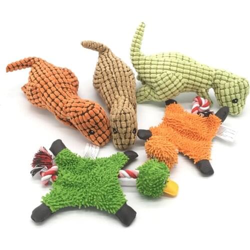 Pet Dog Squeaky Toy Durable Cute Papa Duck Making Sound Plush Dog Puppy Chew Toys Training Teething Toys For Small Medium Dogs