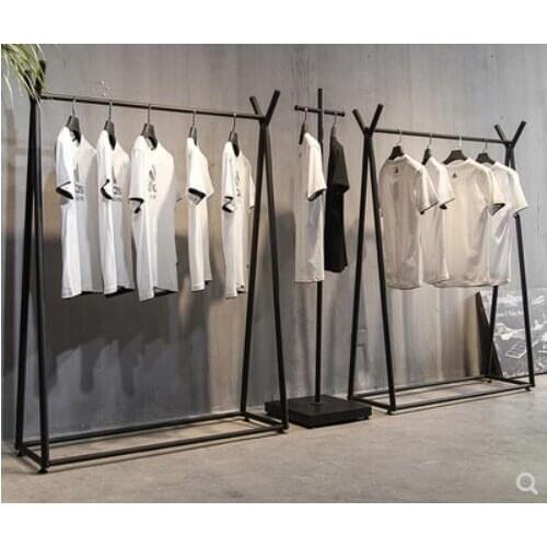 Simple clothing rack mens and womens clothing store display rack hanging clothes rack on the front and side