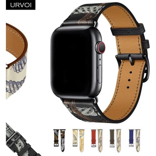 URVOI Allover Print Single Tour band for Apple Watch series 6/5/4 3/2/1 SE Swift Leather strap for iWatch wrist Handmade 2020