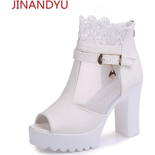 Platform Sandals Women Shoes High Heel Fashion Chunky Heels Sandals Women Summer Black White Heels Woman Pumps Shoes Sandal